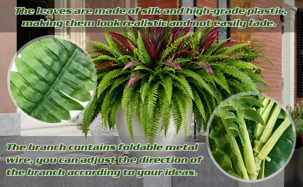 🔥LAST DAY SPECIAL 50% 🌿UV-Resistant Artificial Fern & Red Dracaena Decorative Plants – Full, Lush & Fade-Resistant!